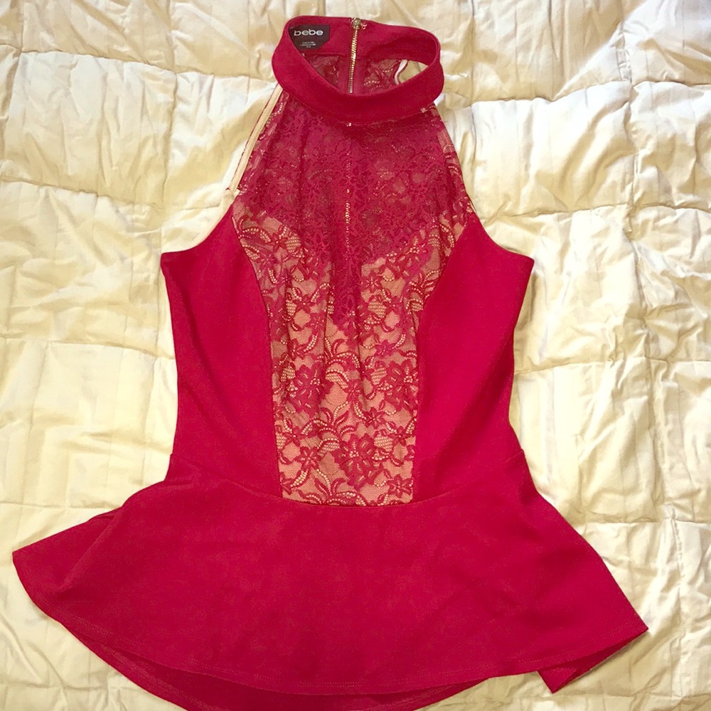 Bebe lace peplum top